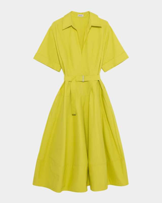 Deanna Short-Sleeve Belted Midi Dress